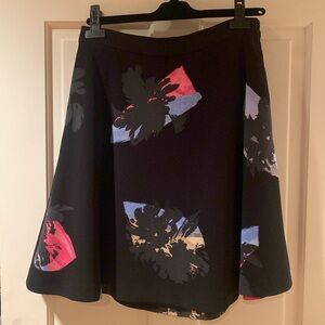 Ellen Tracy Black Skirt with Bold Floral Accents
